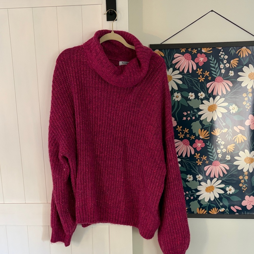 Old Navy Fuchsia Cowl Neck Sweater